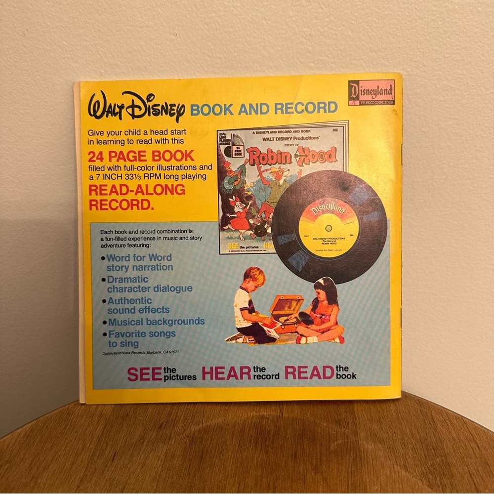 SOLD- Vintage 1977 Disney CINDERELLA Read Along Book Record 33 1/3 RPM See Hear - Picture 2 of 14
